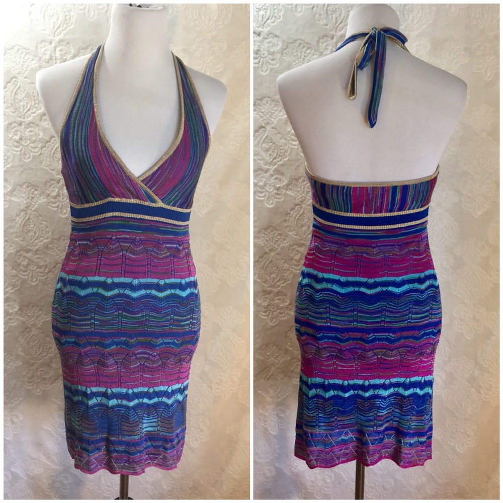 Guess Vibrant Tight Knit Halter Dress